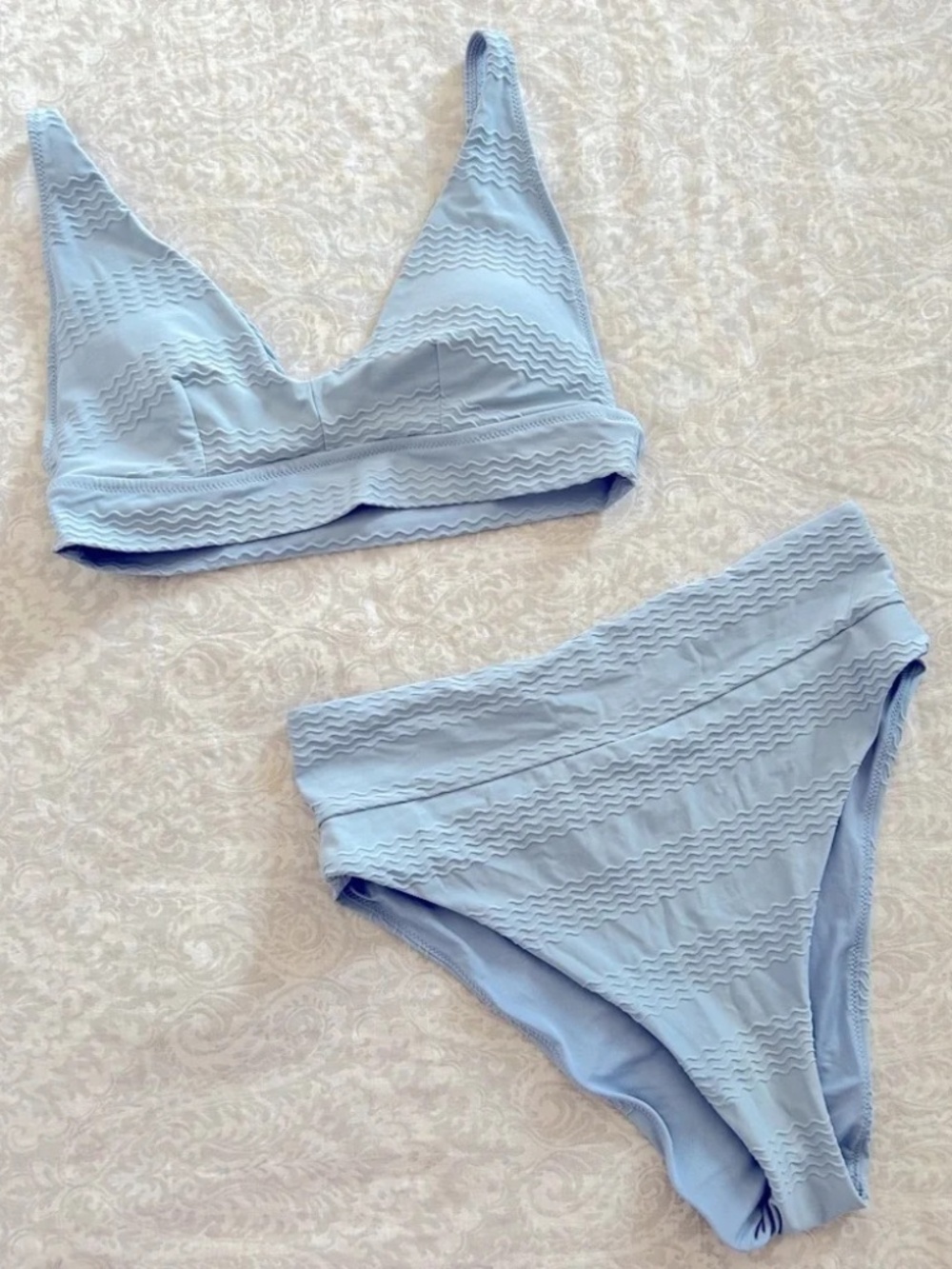 Aerie Textured Blue Bikini Set M/L